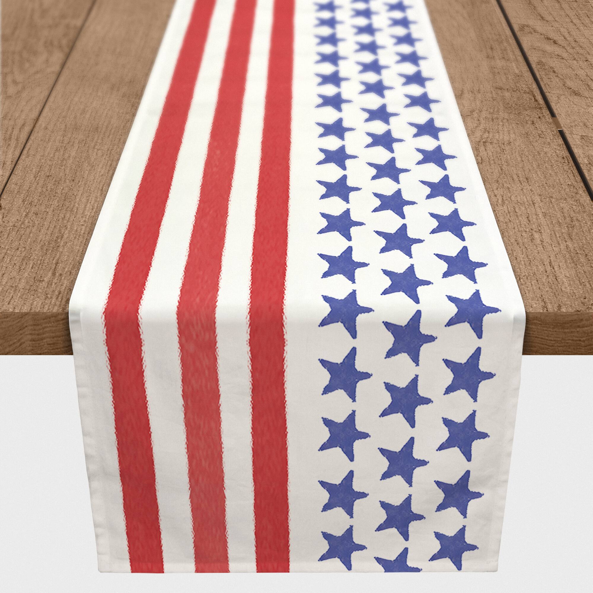 72" Simple Stars and Stripes Cotton Twill Runner